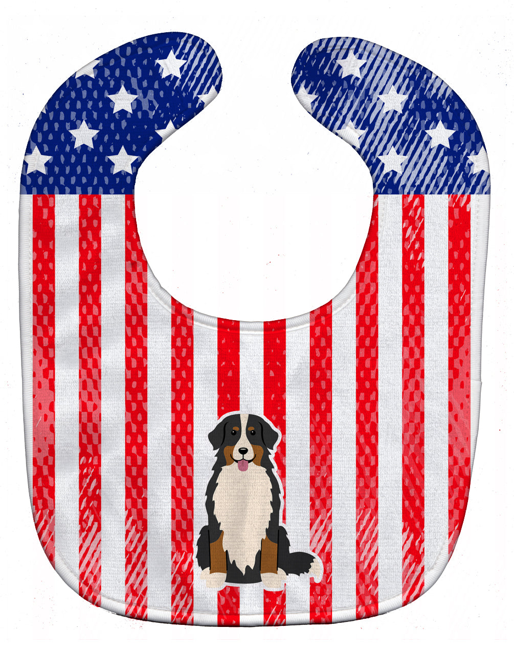 Patriotic USA Bernese Mountain Dog Baby Bib Easy-Clean Baby Bib Baby Feeding Accessory Baby Mealtime Essential, 10 x 13, Multicolor