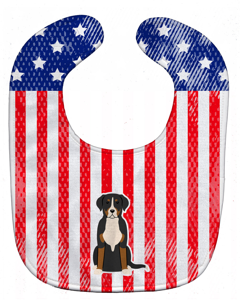 Patriotic USA Greater Swiss Mountain Dog Baby Bib Easy-Clean Baby Bib Baby Feeding Accessory Baby Mealtime Essential, 10 x 13, Multicolor