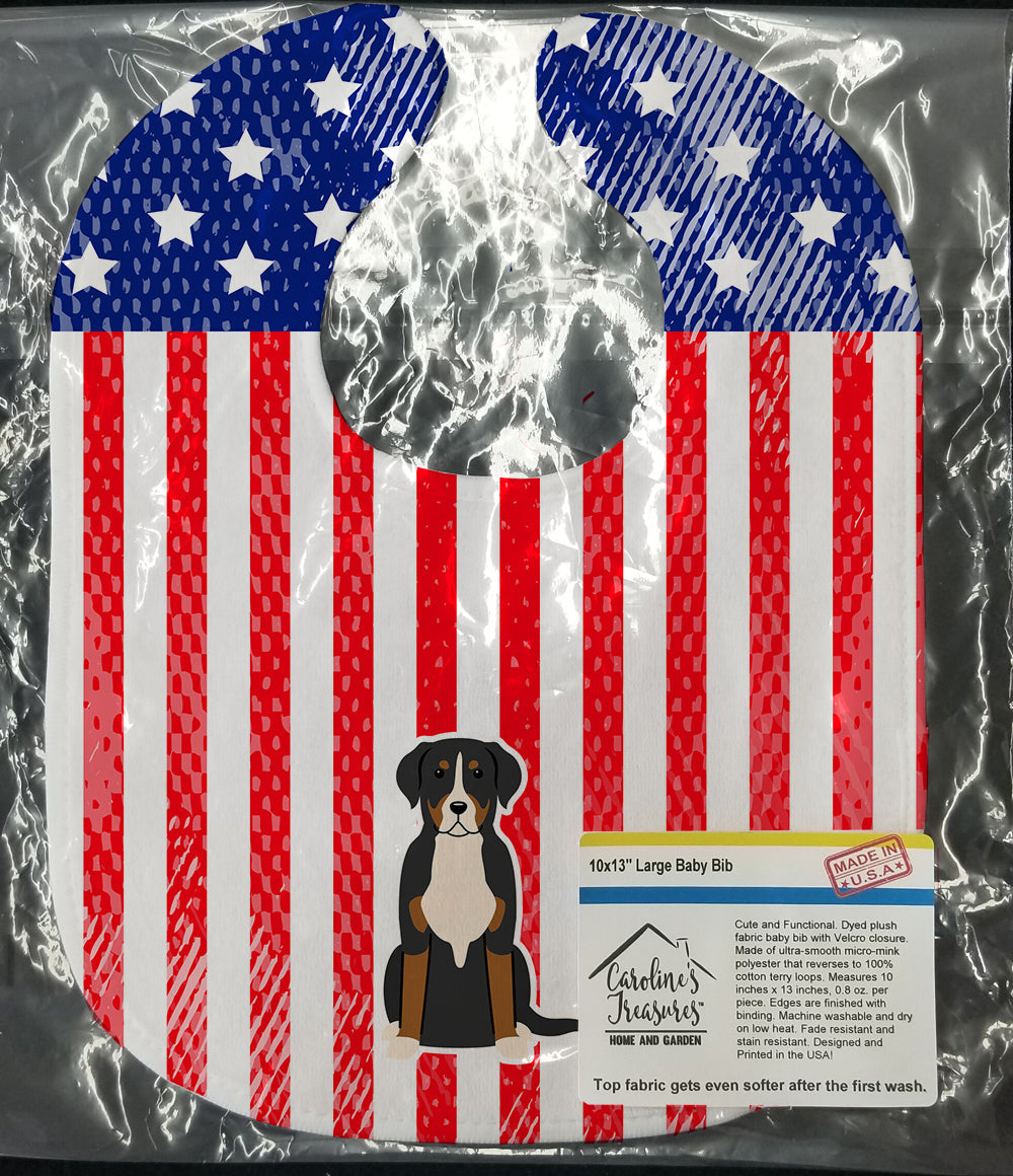 Patriotic USA Greater Swiss Mountain Dog Baby Bib Easy-Clean Baby Bib Baby Feeding Accessory Baby Mealtime Essential, 10 x 13, Multicolor