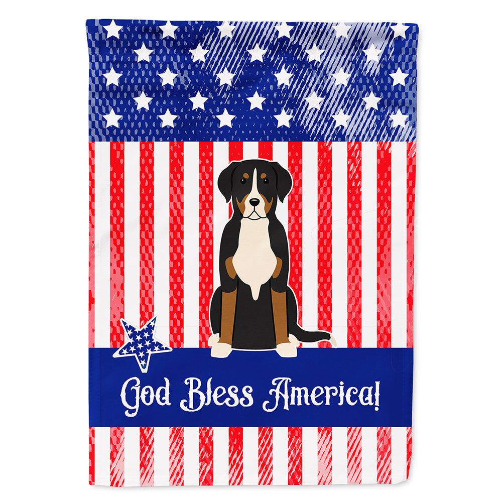 Patriotic USA Greater Swiss Mountain Dog House Flag 28x40 Porch Sleeve Pole Decorative Outside Yard Banner Artwork Wall Hanging, Polyester