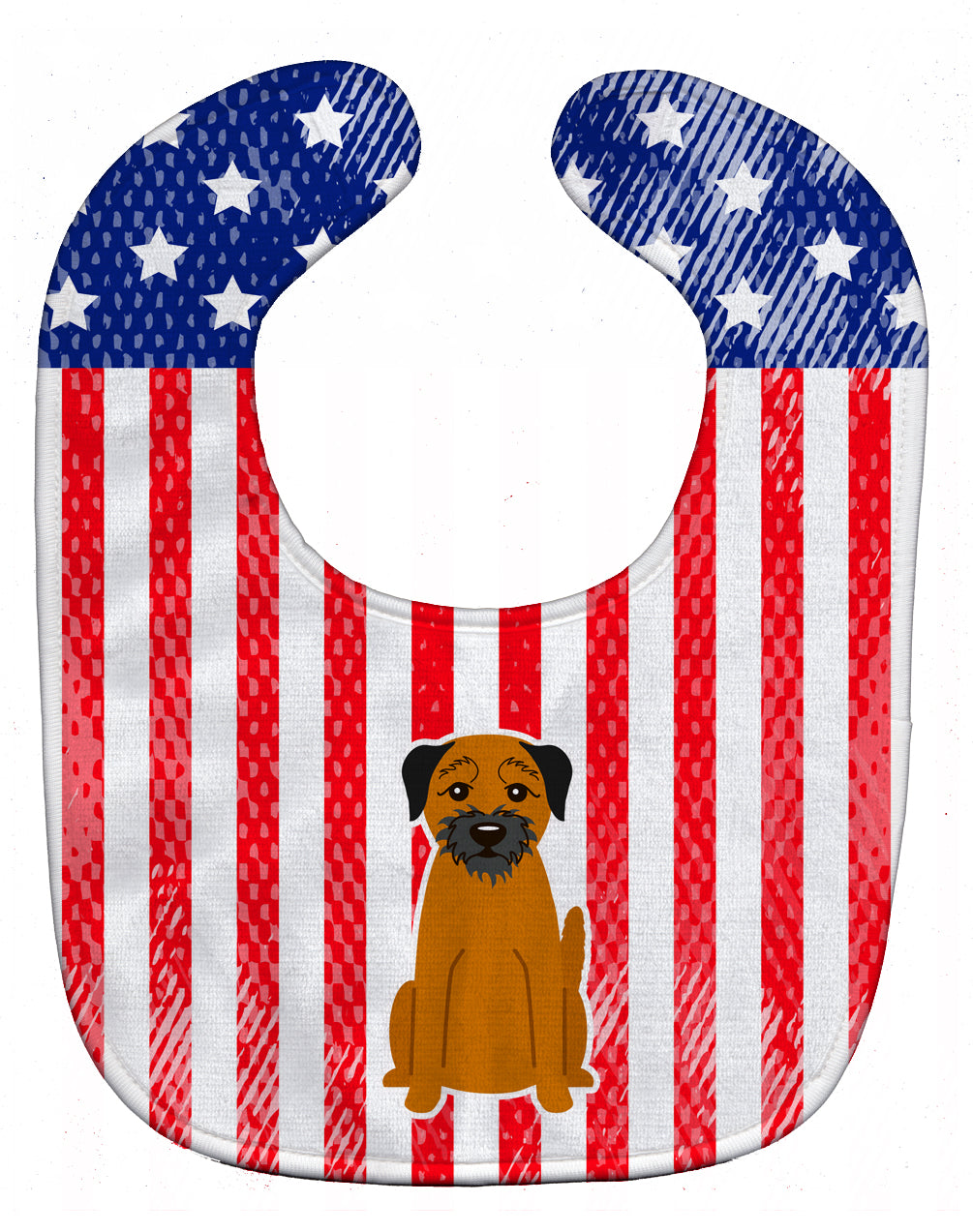Patriotic USA Border Terrier Baby Bib Easy-Clean Baby Bib Baby Feeding Accessory Baby Mealtime Essential, 10 x 13, Multicolor