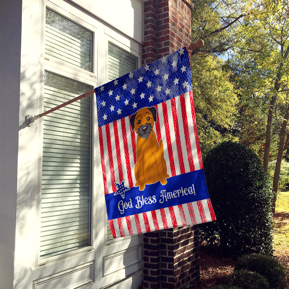 Patriotic USA Border Terrier House Flag 28x40 Porch Sleeve Pole Decorative Outside Yard Banner Artwork Wall Hanging, Polyester