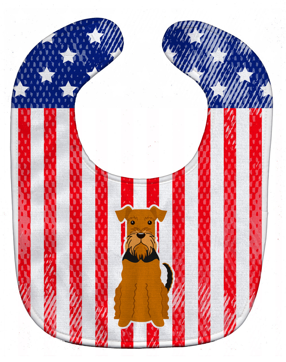 Patriotic USA Airedale Baby Bib Easy-Clean Baby Bib Baby Feeding Accessory Baby Mealtime Essential, 10 x 13, Multicolor