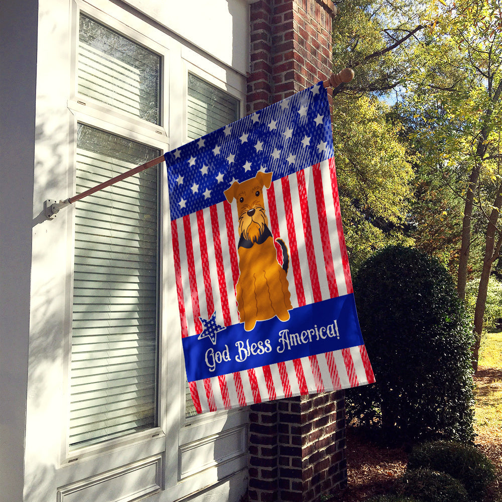 Patriotic USA Airedale House Flag 28x40 Porch Sleeve Pole Decorative Outside Yard Banner Artwork Wall Hanging, Polyester