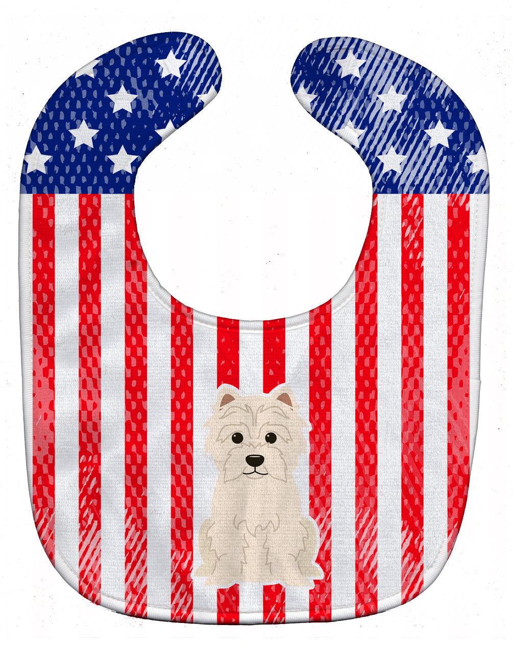 Patriotic USA Westie Baby Bib Easy-Clean Baby Bib Baby Feeding Accessory Baby Mealtime Essential, 10 x 13, Multicolor