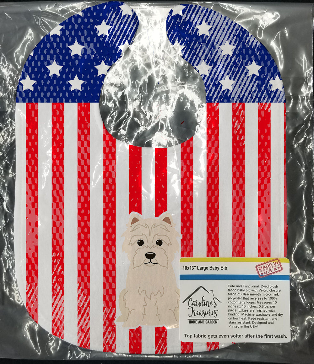 Patriotic USA Westie Baby Bib Easy-Clean Baby Bib Baby Feeding Accessory Baby Mealtime Essential, 10 x 13, Multicolor