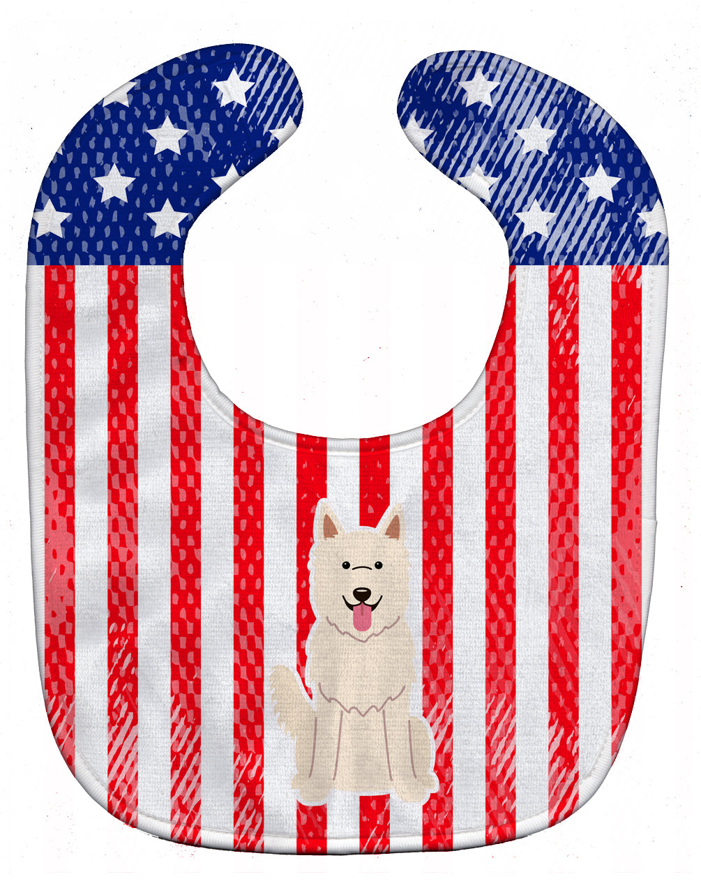 Patriotic USA White German Shepherd Baby Bib Easy-Clean Baby Bib Baby Feeding Accessory Baby Mealtime Essential, 10 x 13, Multicolor