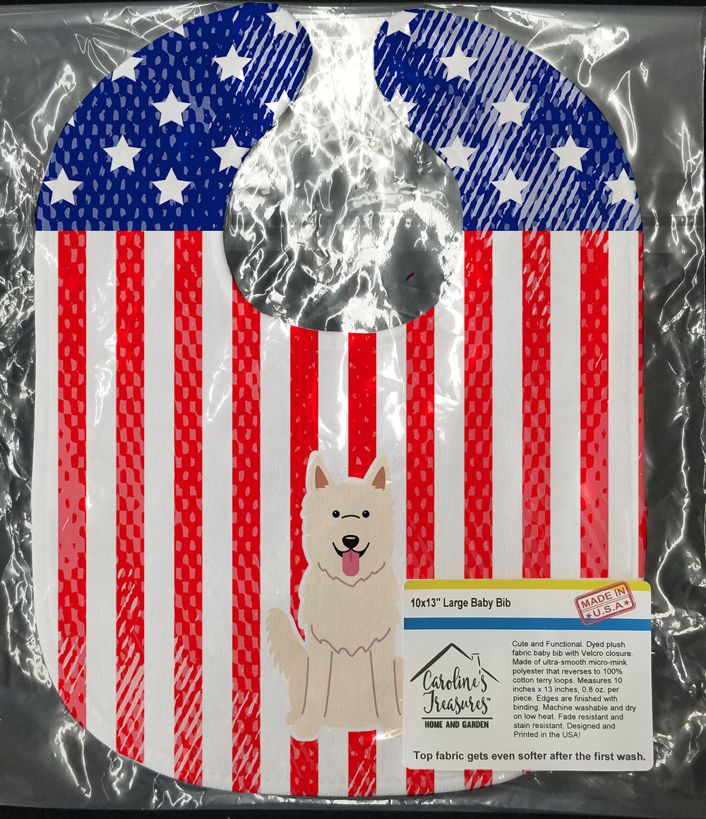 Patriotic USA White German Shepherd Baby Bib Easy-Clean Baby Bib Baby Feeding Accessory Baby Mealtime Essential, 10 x 13, Multicolor