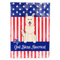 Patriotic USA White German Shepherd House Flag 28x40 Porch Sleeve Pole Decorative Outside Yard Banner Artwork Wall Hanging, Polyester