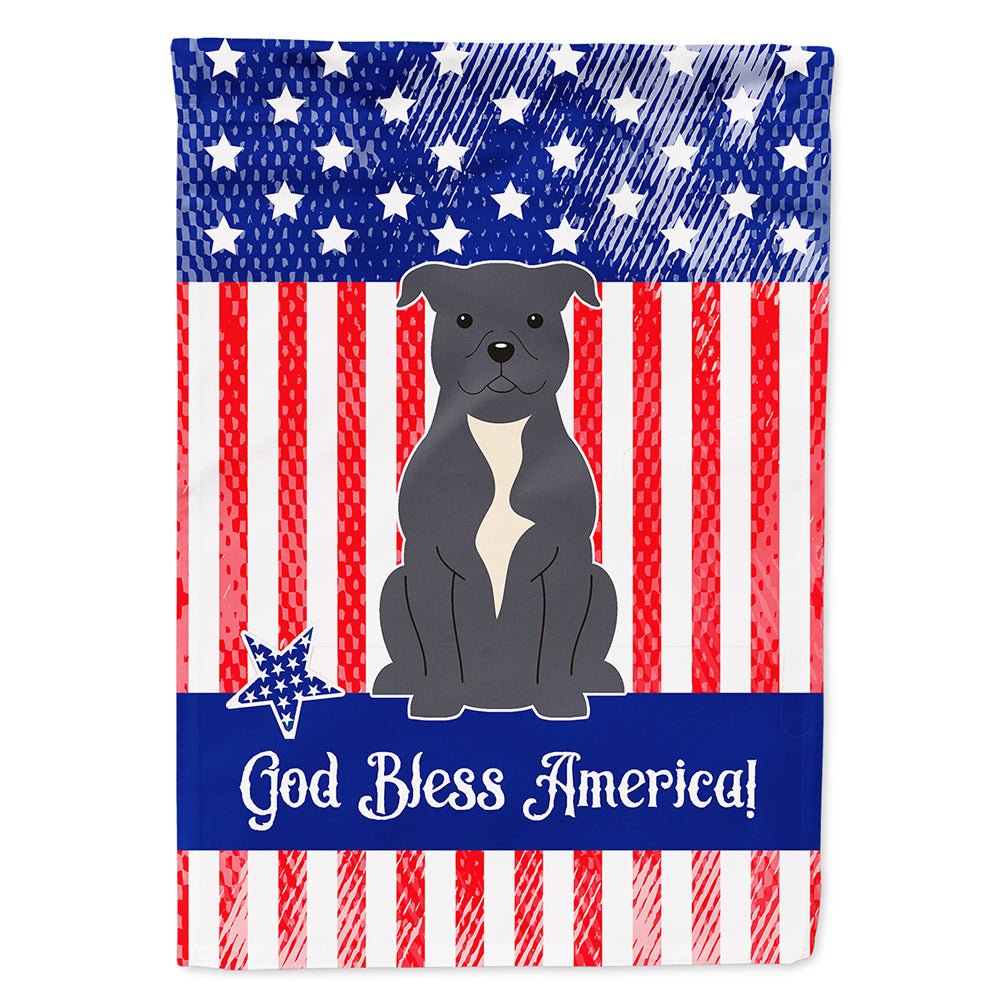Patriotic USA Staffordshire Bull Terrier Blue House Flag 28x40 Porch Sleeve Pole Decorative Outside Yard Banner Artwork Wall Hanging, Polyester