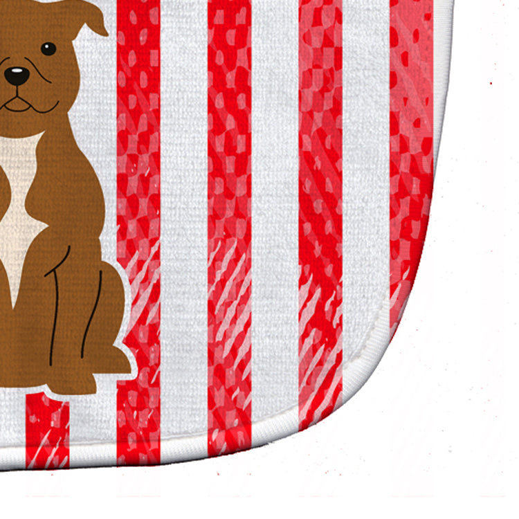 Patriotic USA Staffordshire Bull Terrier Brown Baby Bib Easy-Clean Baby Bib Baby Feeding Accessory Baby Mealtime Essential, 10 x 13, Multicolor