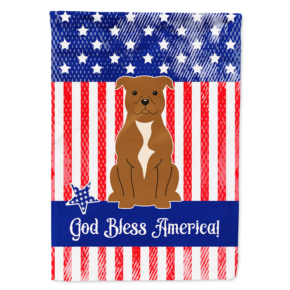 Patriotic USA Staffordshire Bull Terrier Brown House Flag 28x40 Porch Sleeve Pole Decorative Outside Yard Banner Artwork Wall Hanging, Polyester