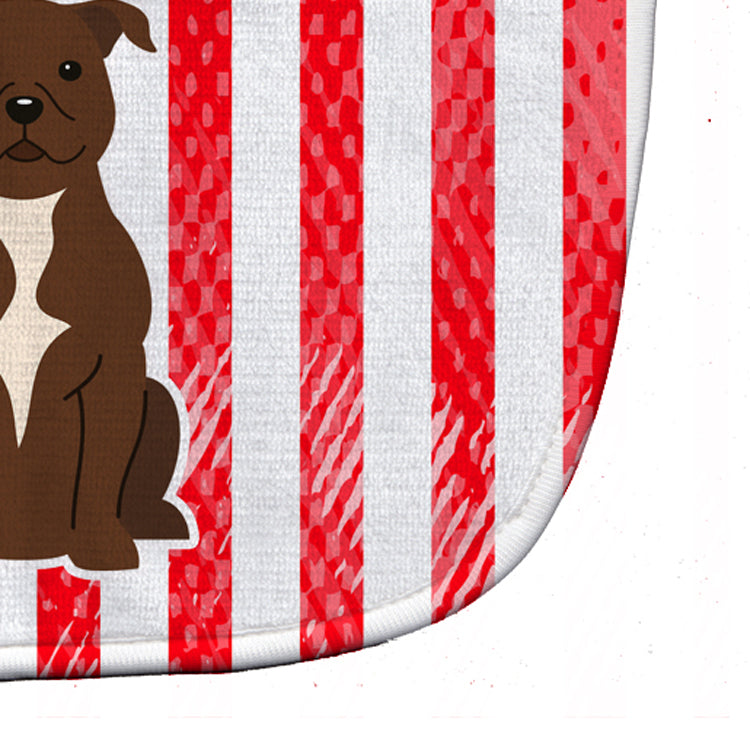 Patriotic USA Staffordshire Bull Terrier Chocolate Baby Bib Easy-Clean Baby Bib Baby Feeding Accessory Baby Mealtime Essential, 10 x 13, Multicolor