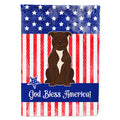 Patriotic USA Staffordshire Bull Terrier Chocolate House Flag 28x40 Porch Sleeve Pole Decorative Outside Yard Banner Artwork Wall Hanging, Polyester