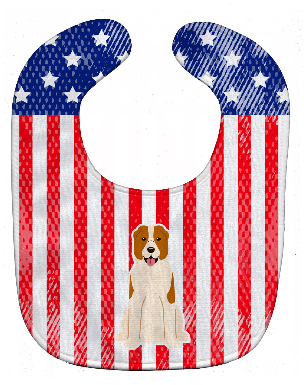 Patriotic USA Central Asian Shepherd Dog Baby Bib Easy-Clean Baby Bib Baby Feeding Accessory Baby Mealtime Essential, 10 x 13, Multicolor