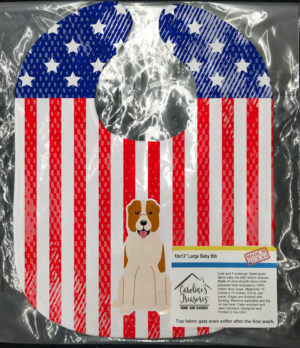 Patriotic USA Central Asian Shepherd Dog Baby Bib Easy-Clean Baby Bib Baby Feeding Accessory Baby Mealtime Essential, 10 x 13, Multicolor