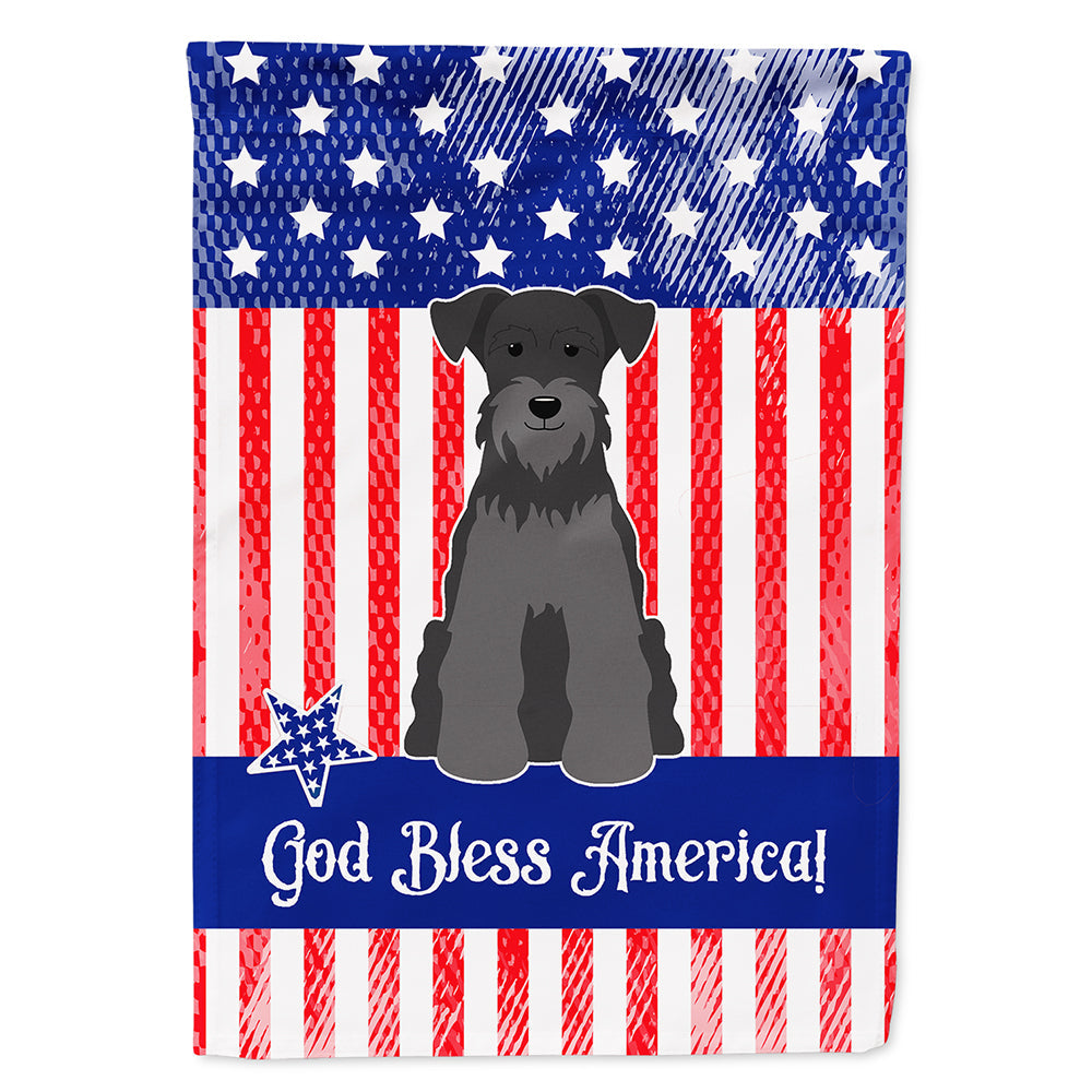 Patriotic USA Miniature Schnauzer Black House Flag 28x40 Porch Sleeve Pole Decorative Outside Yard Banner Artwork Wall Hanging, Polyester
