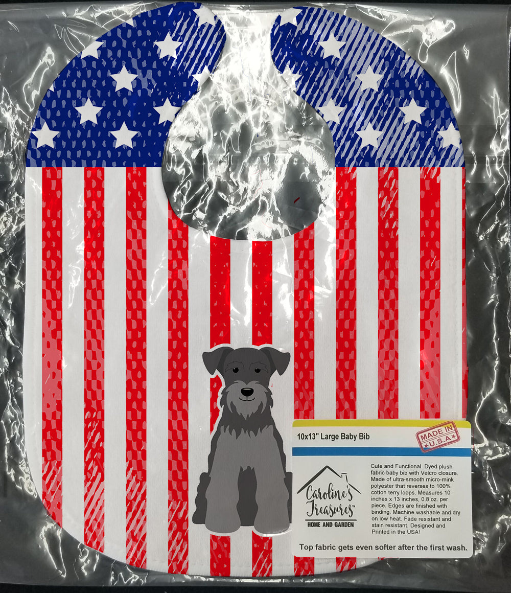 Patriotic USA Miniature Schnauzer Black Silver Baby Bib Easy-Clean Baby Bib Baby Feeding Accessory Baby Mealtime Essential, 10 x 13, Multicolor