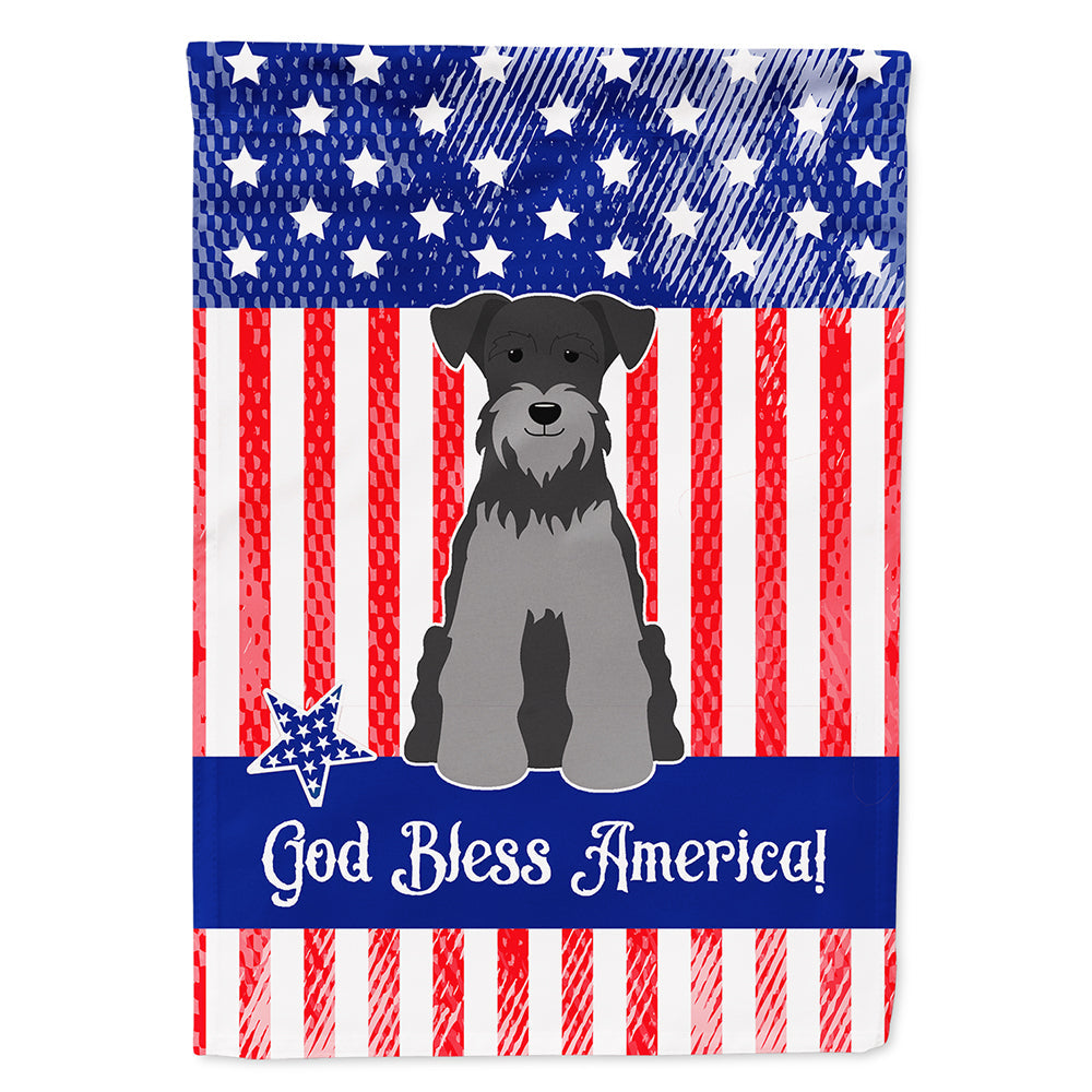Patriotic USA Miniature Schnauzer Black Silver House Flag 28x40 Porch Sleeve Pole Decorative Outside Yard Banner Artwork Wall Hanging, Polyester