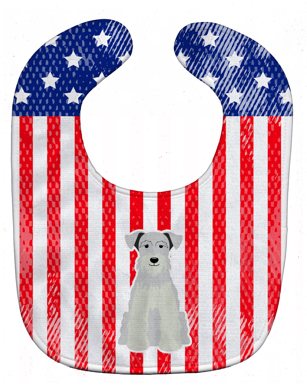 Patriotic USA Miniature Schnauzer White Baby Bib Easy-Clean Baby Bib Baby Feeding Accessory Baby Mealtime Essential, 10 x 13, Multicolor