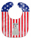Patriotic USA Miniature Schnauzer White Baby Bib Easy-Clean Baby Bib Baby Feeding Accessory Baby Mealtime Essential, 10 x 13, Multicolor