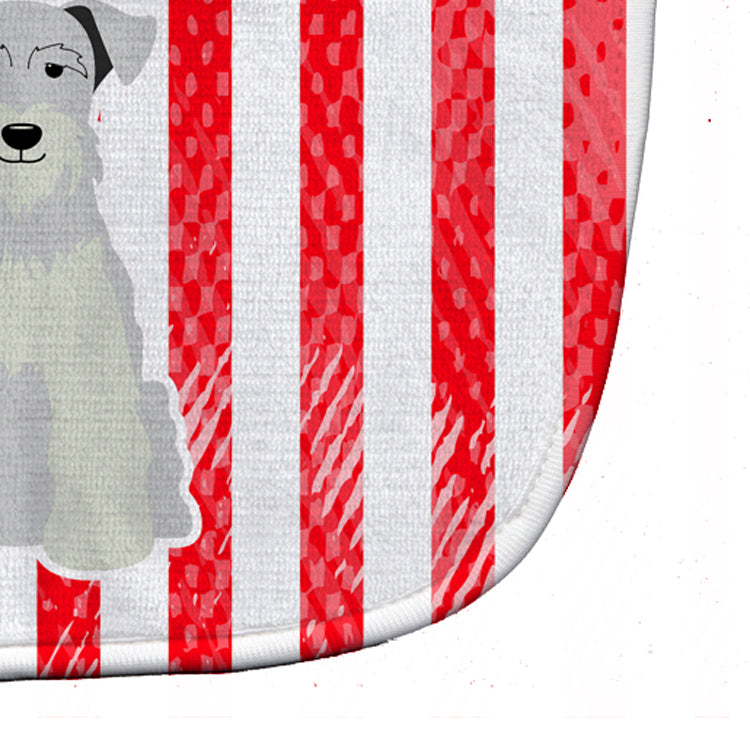 Patriotic USA Miniature Schnauzer White Baby Bib Easy-Clean Baby Bib Baby Feeding Accessory Baby Mealtime Essential, 10 x 13, Multicolor