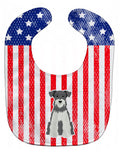 Patriotic USA Miniature Schnauzer Salt and Pepper Baby Bib Easy-Clean Baby Bib Baby Feeding Accessory Baby Mealtime Essential, 10 x 13, Multicolor