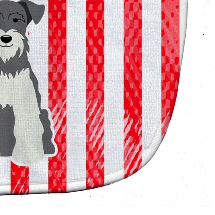 Patriotic USA Miniature Schnauzer Salt and Pepper Baby Bib Easy-Clean Baby Bib Baby Feeding Accessory Baby Mealtime Essential, 10 x 13, Multicolor