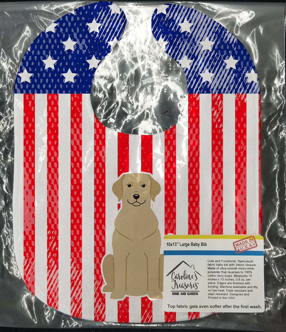 Patriotic USA Yellow Labrador Baby Bib Easy-Clean Baby Bib Baby Feeding Accessory Baby Mealtime Essential, 10 x 13, Multicolor