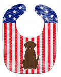 Patriotic USA Chocolate Labrador Baby Bib Easy-Clean Baby Bib Baby Feeding Accessory Baby Mealtime Essential, 10 x 13, Multicolor