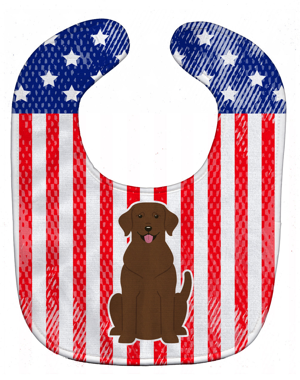 Patriotic USA Chocolate Labrador Baby Bib Easy-Clean Baby Bib Baby Feeding Accessory Baby Mealtime Essential, 10 x 13, Multicolor