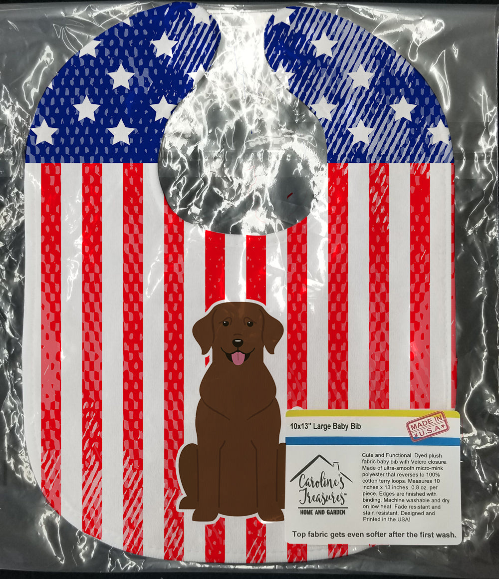Patriotic USA Chocolate Labrador Baby Bib Easy-Clean Baby Bib Baby Feeding Accessory Baby Mealtime Essential, 10 x 13, Multicolor