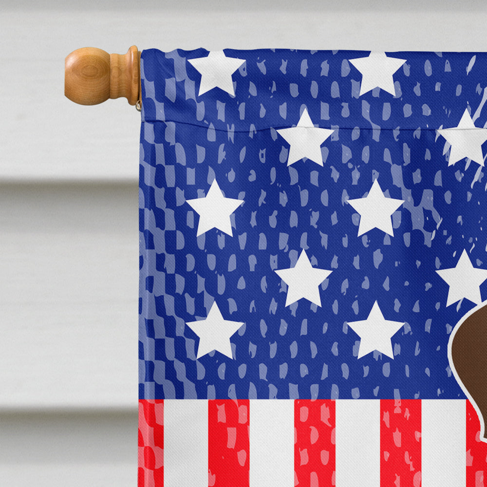 Patriotic USA Chocolate Labrador House Flag 28x40 Porch Sleeve Pole Decorative Outside Yard Banner Artwork Wall Hanging, Polyester