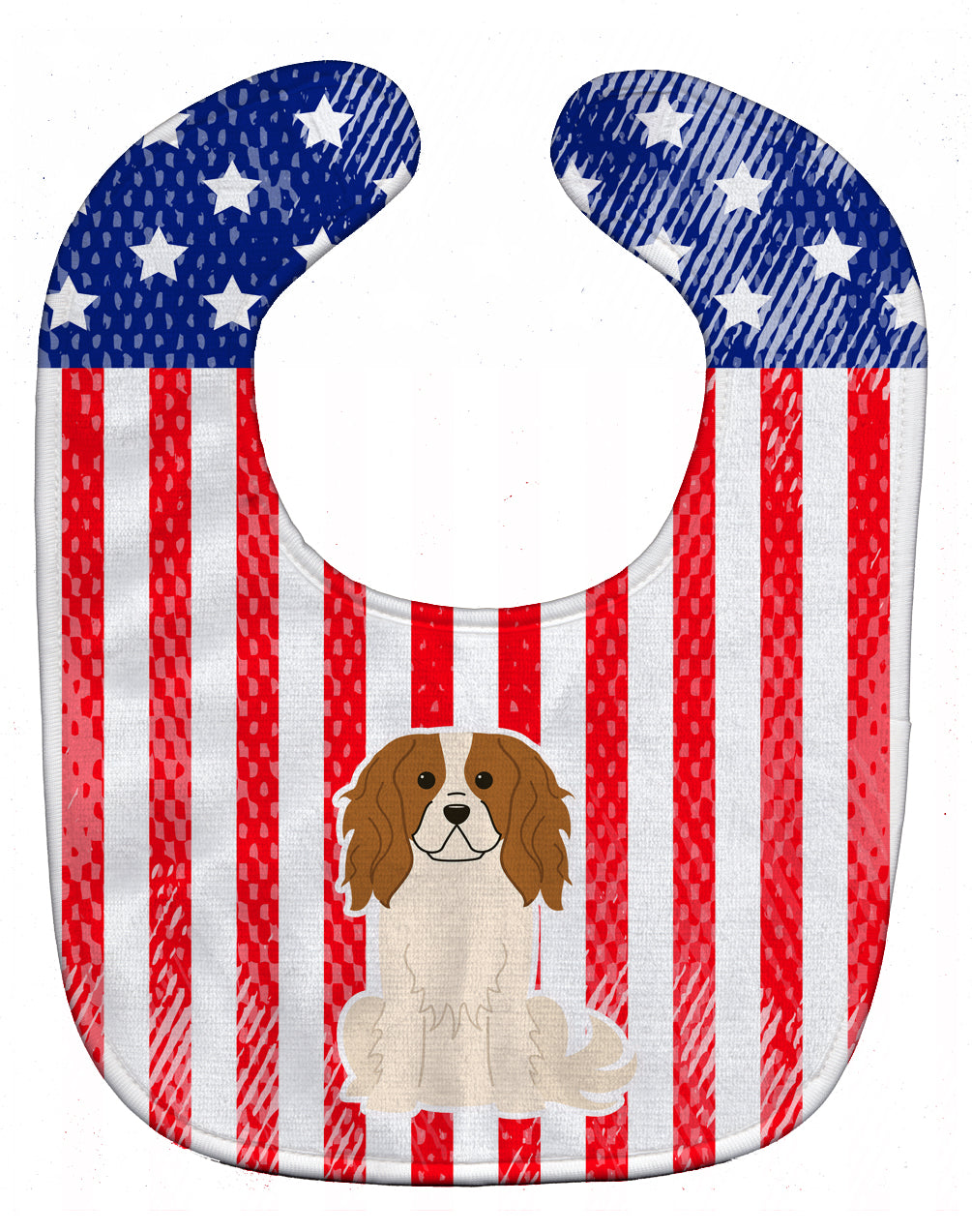 Patriotic USA Cavalier Spaniel Baby Bib Easy-Clean Baby Bib Baby Feeding Accessory Baby Mealtime Essential, 10 x 13, Multicolor