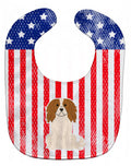 Patriotic USA Cavalier Spaniel Baby Bib Easy-Clean Baby Bib Baby Feeding Accessory Baby Mealtime Essential, 10 x 13, Multicolor