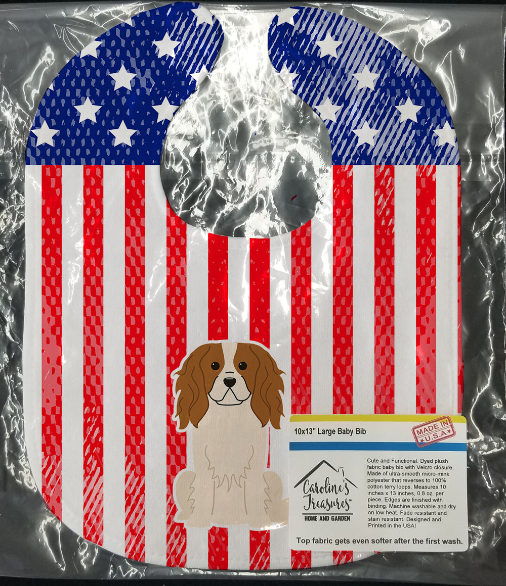 Patriotic USA Cavalier Spaniel Baby Bib Easy-Clean Baby Bib Baby Feeding Accessory Baby Mealtime Essential, 10 x 13, Multicolor