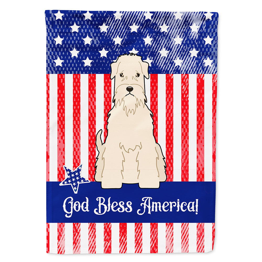 Patriotic USA Soft Coated Wheaten Terrier House Flag 28x40 Porch Sleeve Pole Decorative Outside Yard Banner Artwork Wall Hanging, Polyester
