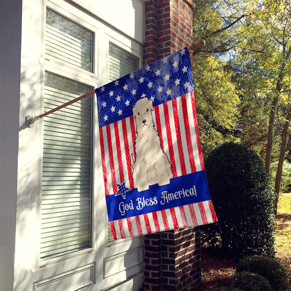 Patriotic USA Soft Coated Wheaten Terrier House Flag 28x40 Porch Sleeve Pole Decorative Outside Yard Banner Artwork Wall Hanging, Polyester