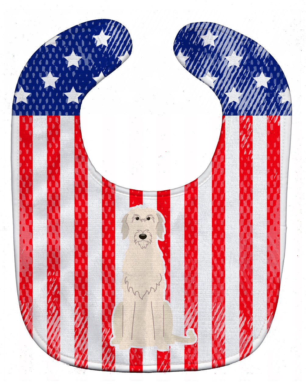 Patriotic USA Irish Wolfhound Baby Bib Easy-Clean Baby Bib Baby Feeding Accessory Baby Mealtime Essential, 10 x 13, Multicolor