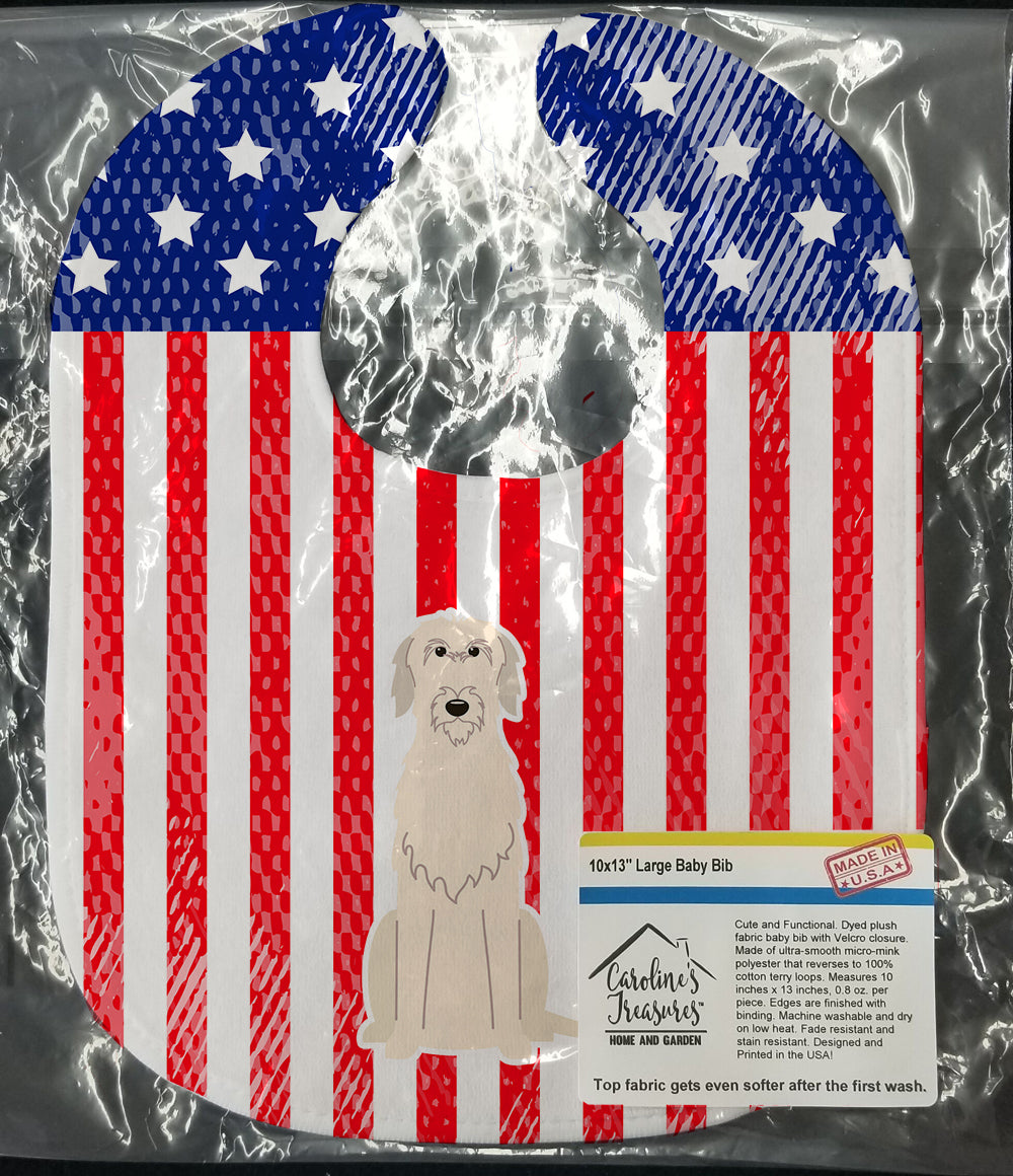Patriotic USA Irish Wolfhound Baby Bib Easy-Clean Baby Bib Baby Feeding Accessory Baby Mealtime Essential, 10 x 13, Multicolor