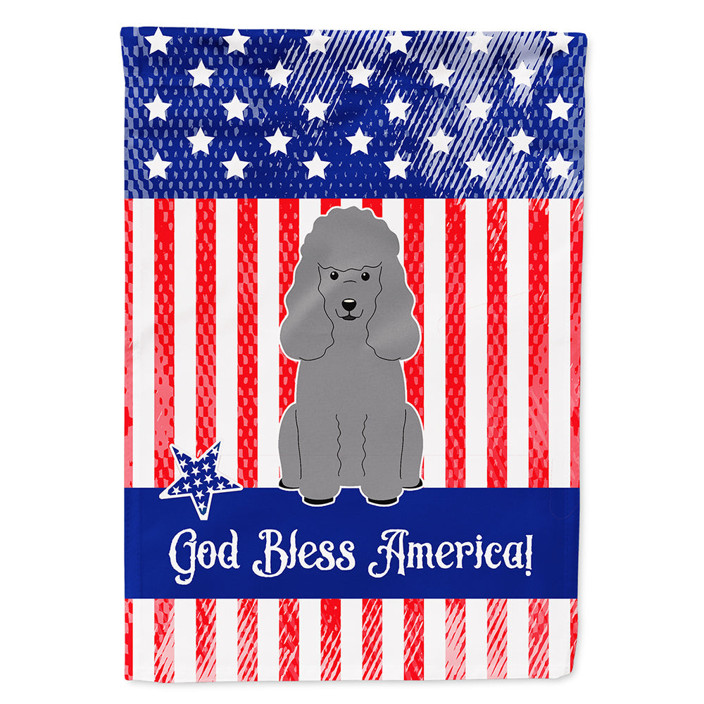 Patriotic USA Poodle Silver House Flag 28x40 Porch Sleeve Pole Decorative Outside Yard Banner Artwork Wall Hanging, Polyester