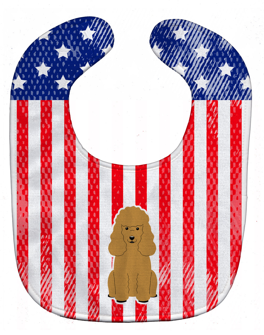 Patriotic USA Poodle Tan Baby Bib Easy-Clean Baby Bib Baby Feeding Accessory Baby Mealtime Essential, 10 x 13, Multicolor