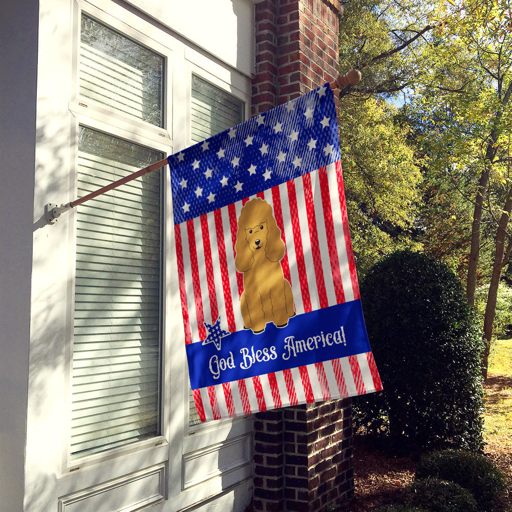 Patriotic USA Poodle Tan House Flag 28x40 Porch Sleeve Pole Decorative Outside Yard Banner Artwork Wall Hanging, Polyester