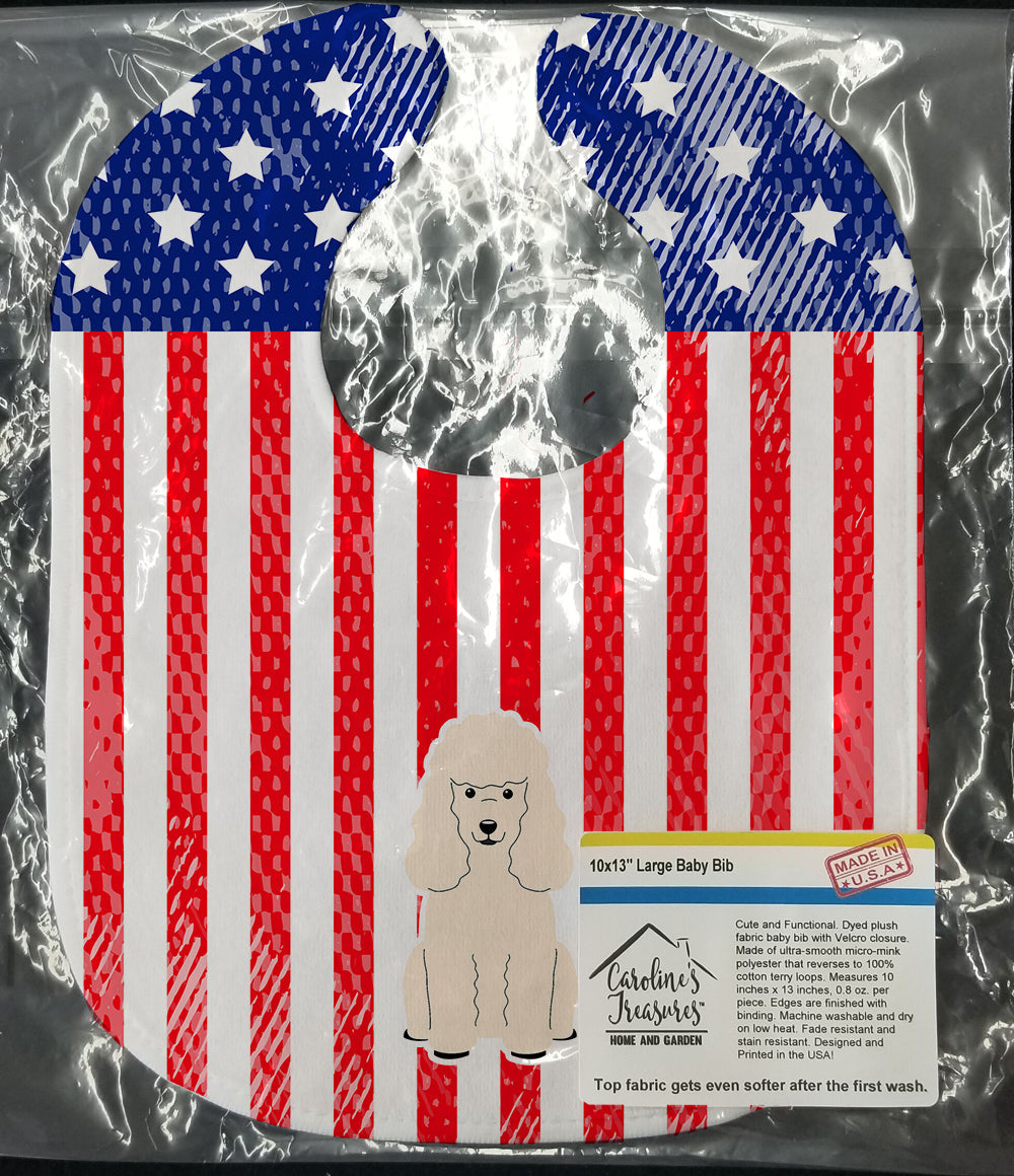 Patriotic USA Poodle White Baby Bib Easy-Clean Baby Bib Baby Feeding Accessory Baby Mealtime Essential, 10 x 13, Multicolor
