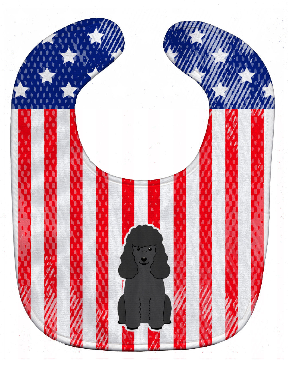 Patriotic USA Poodle Black Baby Bib Easy-Clean Baby Bib Baby Feeding Accessory Baby Mealtime Essential, 10 x 13, Multicolor