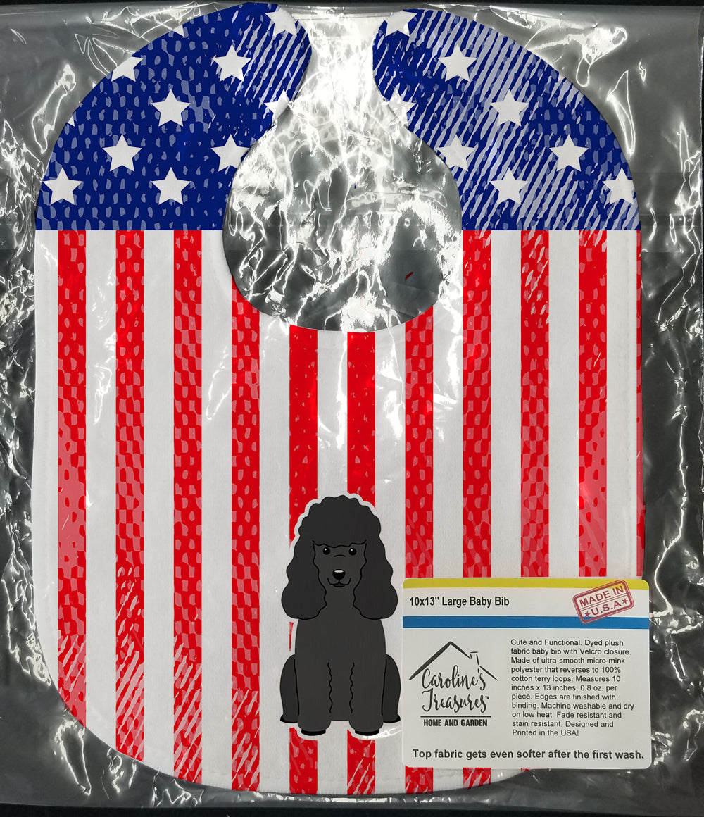 Patriotic USA Poodle Black Baby Bib Easy-Clean Baby Bib Baby Feeding Accessory Baby Mealtime Essential, 10 x 13, Multicolor