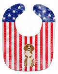 Patriotic USA Brittany Spaniel Baby Bib Easy-Clean Baby Bib Baby Feeding Accessory Baby Mealtime Essential, 10 x 13, Multicolor