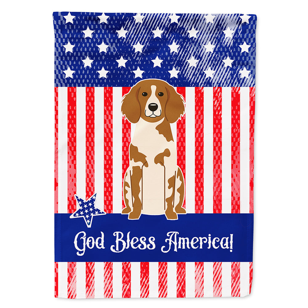 Patriotic USA Brittany Spaniel House Flag 28x40 Porch Sleeve Pole Decorative Outside Yard Banner Artwork Wall Hanging, Polyester