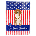 Patriotic USA Brittany Spaniel House Flag 28x40 Porch Sleeve Pole Decorative Outside Yard Banner Artwork Wall Hanging, Polyester