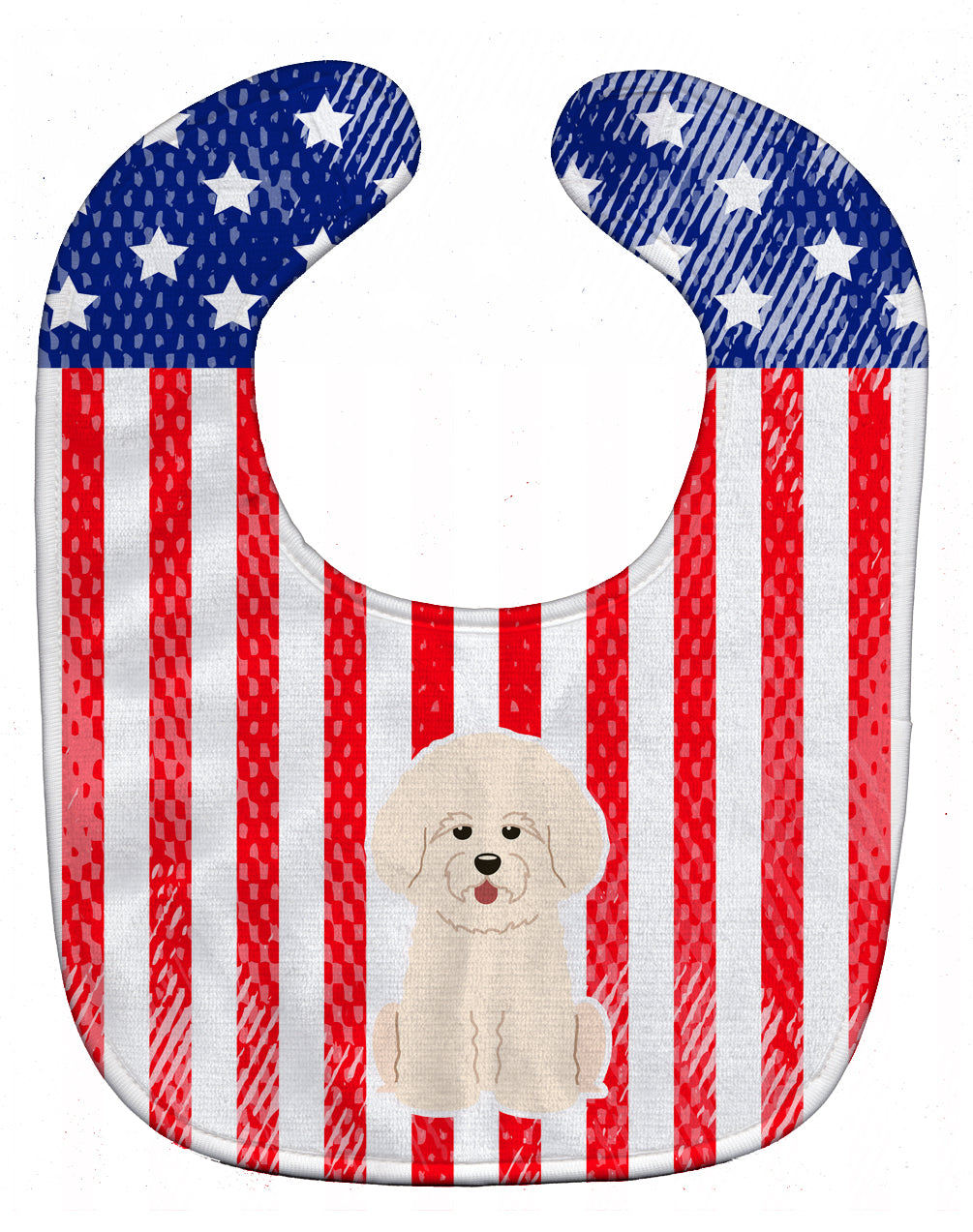 Patriotic USA Bichon Frise Baby Bib Easy-Clean Baby Bib Baby Feeding Accessory Baby Mealtime Essential, 10 x 13, Multicolor